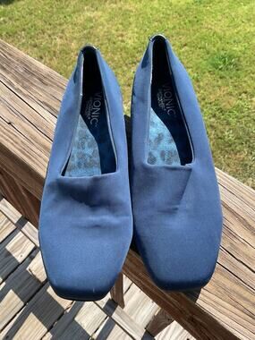 Vionic Orthaheel Techo 8M Navy Blue Treat Powell Slip On Stretch Fabric Shoes